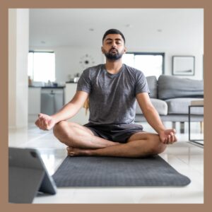 man meditating at home